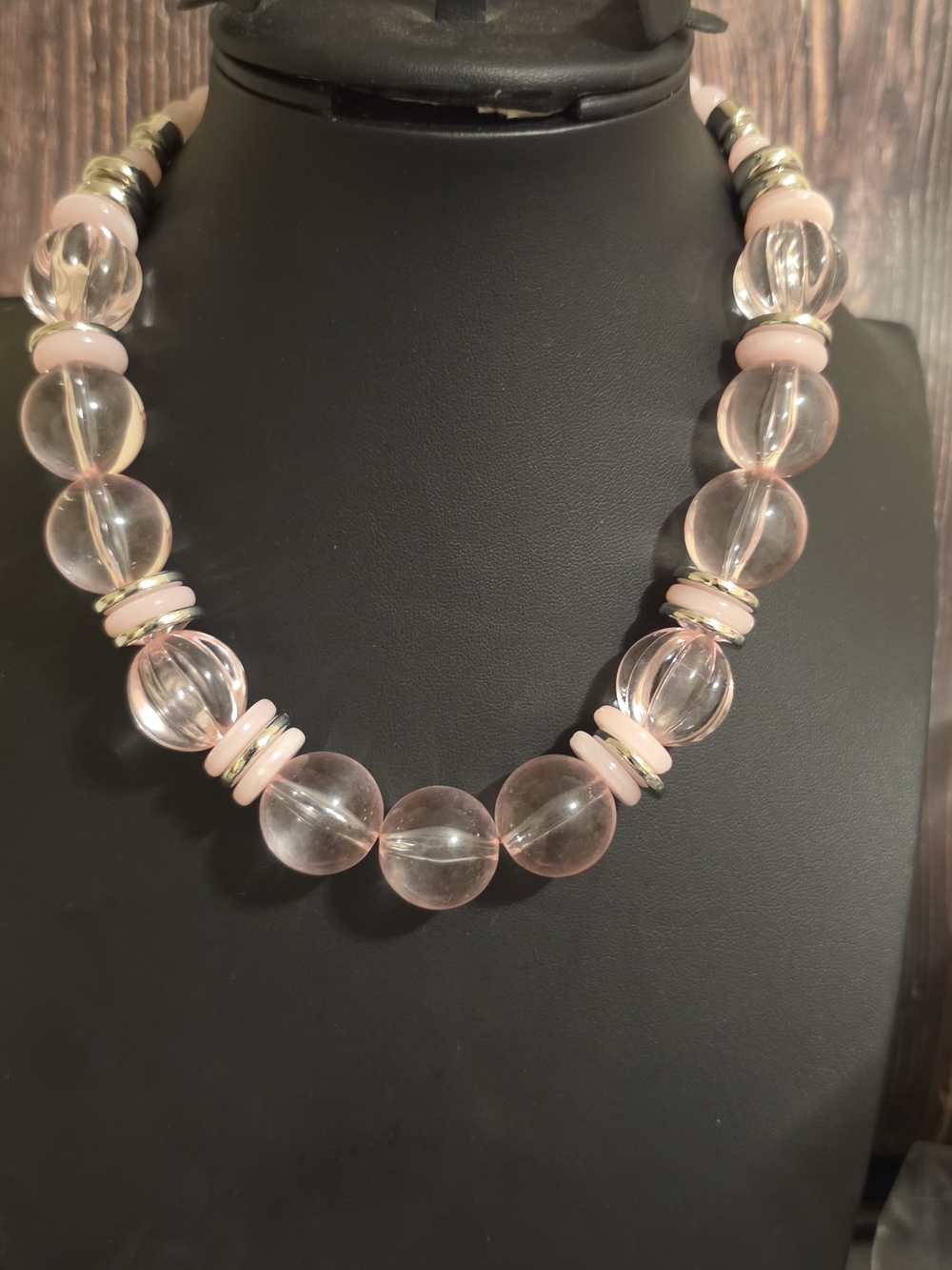 paparazzi Pink & Clear Beaded Statement Necklace